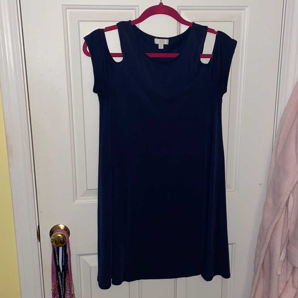 Navy Off the Shoulder Dress
